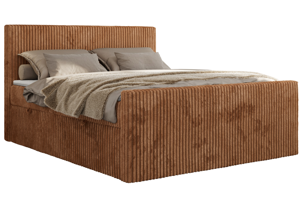 Łóżko kontynentalne TILIANO DUO 180x200 - H4 - pomarańczowy, sztruks