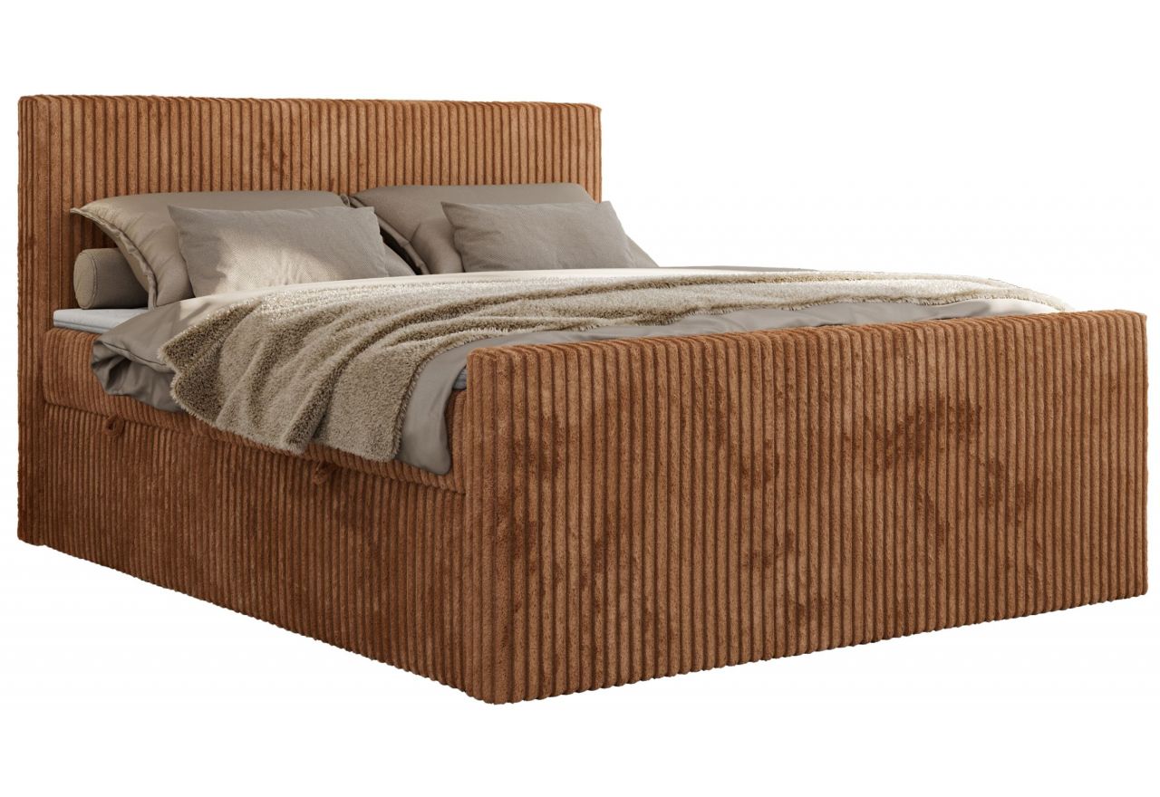 Łóżko kontynentalne TILIANO DUO 180x200 - H4 - pomarańczowy, sztruks