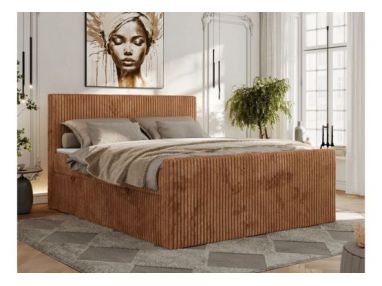 Łóżko kontynentalne TILIANO DUO 200x200 - H4 - pomarańczowy, sztruks