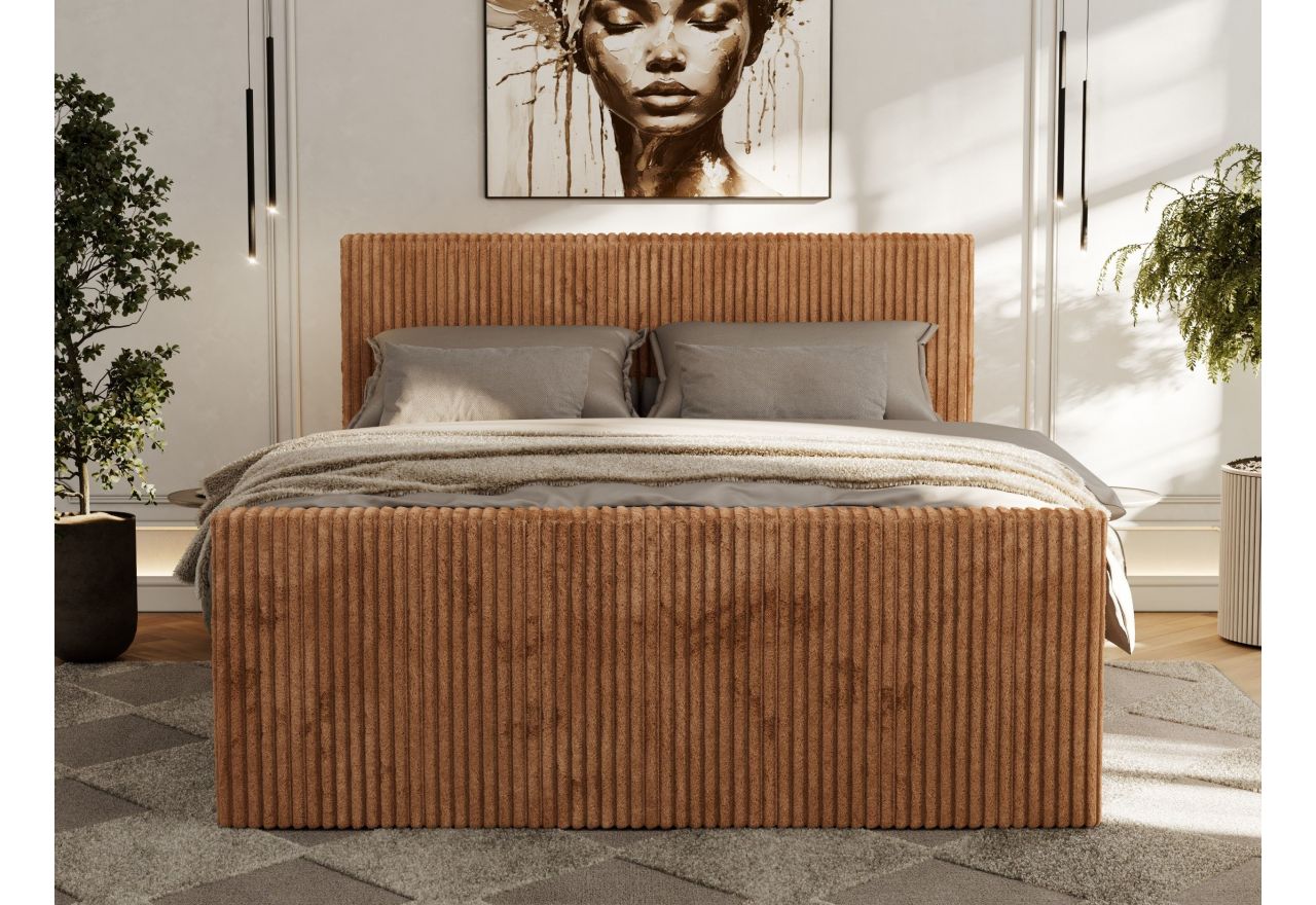 Łóżko kontynentalne TILIANO DUO 200x200 - H4 - pomarańczowy, sztruks