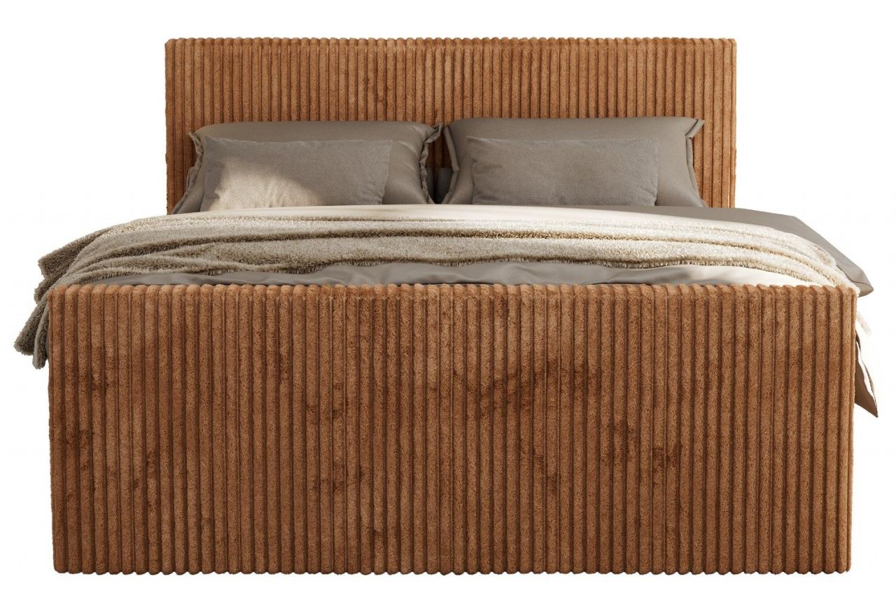 Łóżko kontynentalne TILIANO DUO 200x200 - H4 - pomarańczowy, sztruks