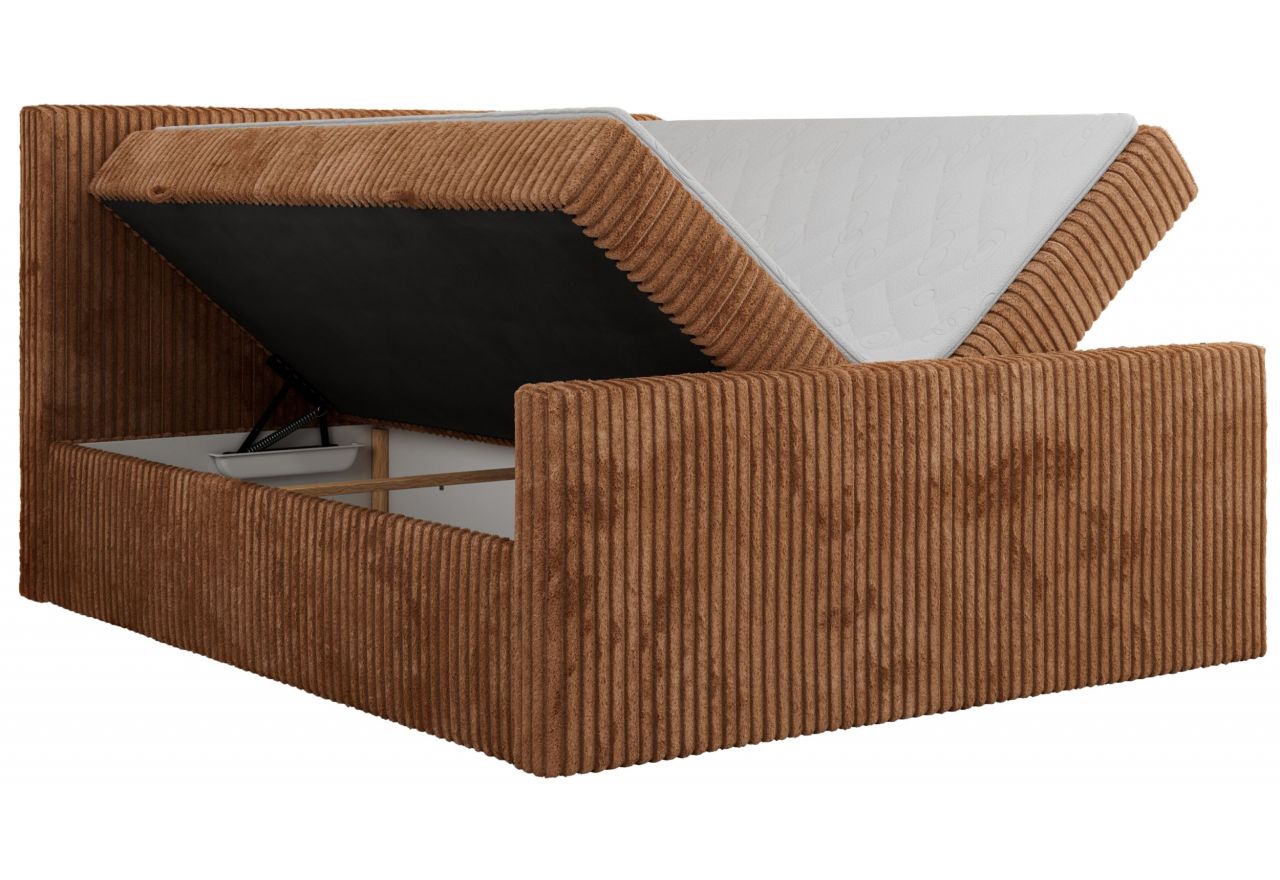 Łóżko kontynentalne TILIANO DUO 200x200 - H4 - pomarańczowy, sztruks