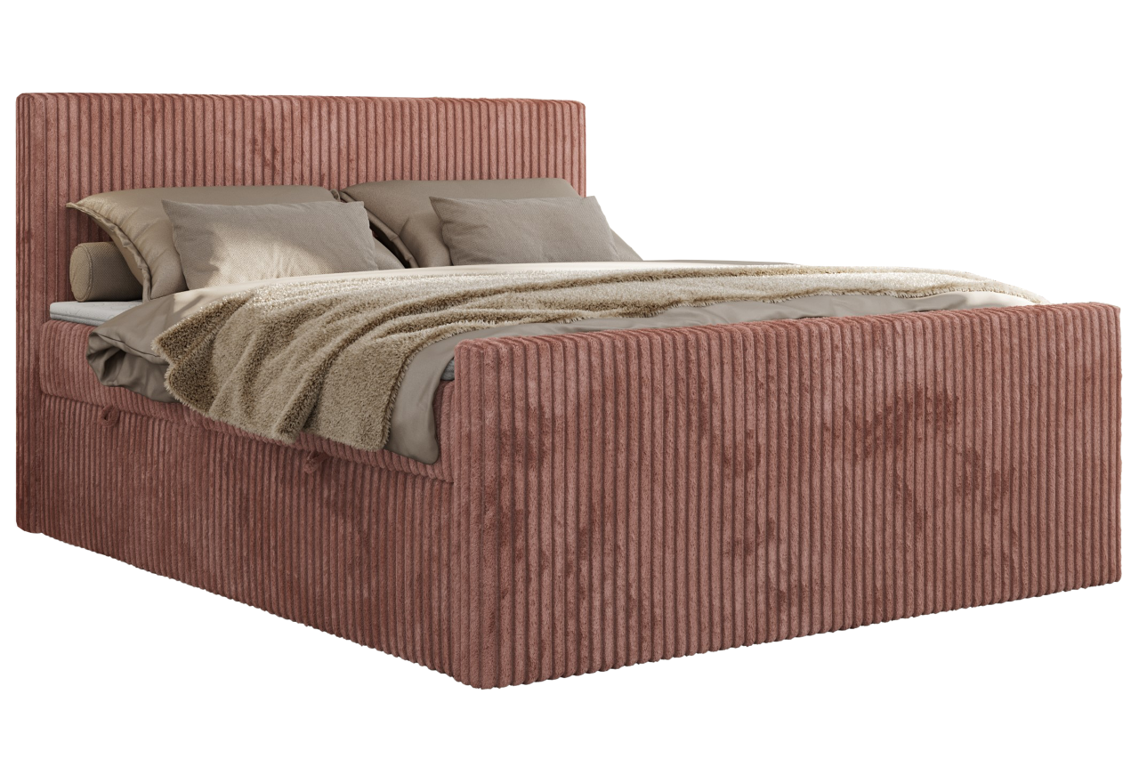 Łóżko kontynentalne TILIANO DUO 140x200 - H3 - różowy, sztruks