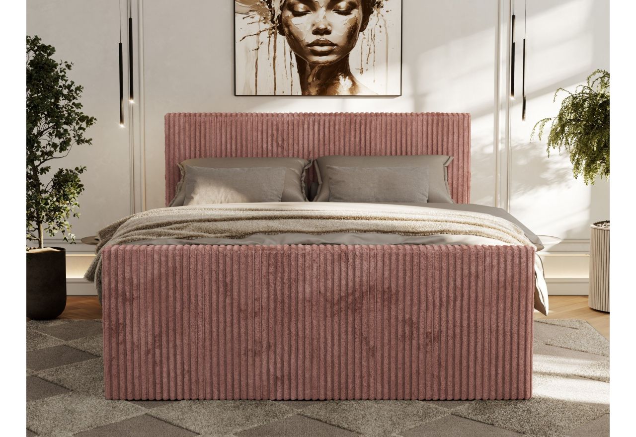 Łóżko kontynentalne TILIANO DUO 140x200 - H3 - różowy, sztruks