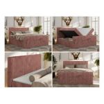 Łóżko kontynentalne TILIANO DUO 160x200 - H3 - różowy, sztruks