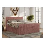 Łóżko kontynentalne TILIANO DUO 200x200 - H3 - różowy, sztruks