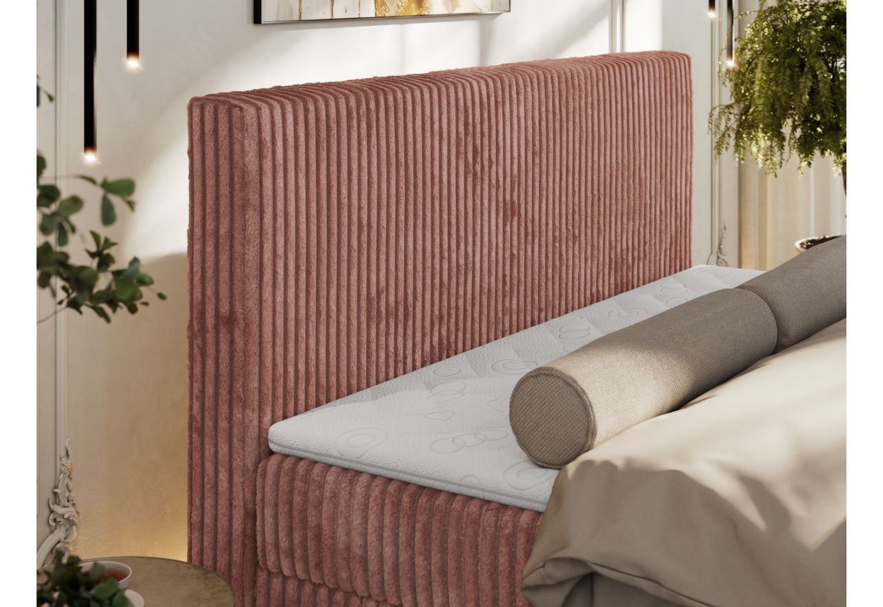 Łóżko kontynentalne TILIANO DUO 200x200 - H3 - różowy, sztruks