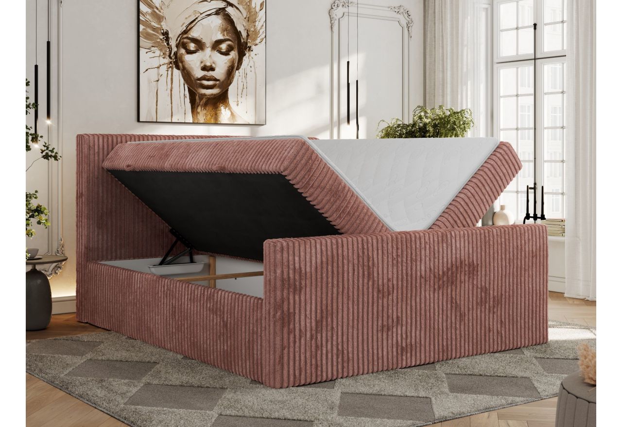 Łóżko kontynentalne TILIANO DUO 200x200 - H3 - różowy, sztruks