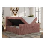 Łóżko kontynentalne TILIANO DUO 200x200 - H3 - różowy, sztruks