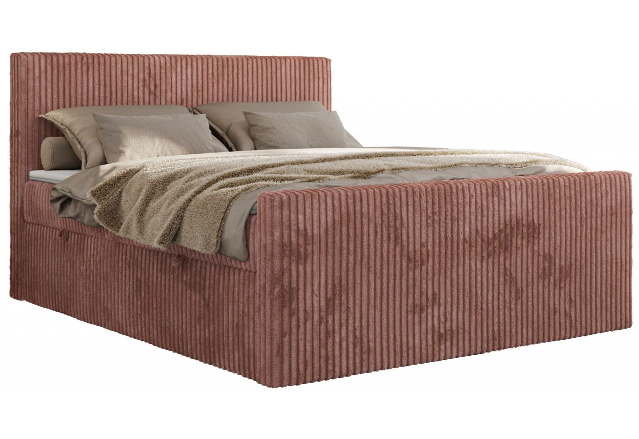 Łóżko kontynentalne TILIANO DUO 200x200 - H3 - różowy, sztruks