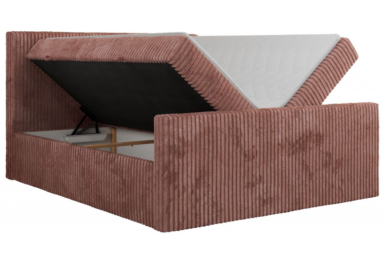 Łóżko kontynentalne TILIANO DUO 200x200 - H3 - różowy, sztruks