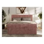 Łóżko kontynentalne TILIANO DUO 200x200 - H4 - różowy, sztruks