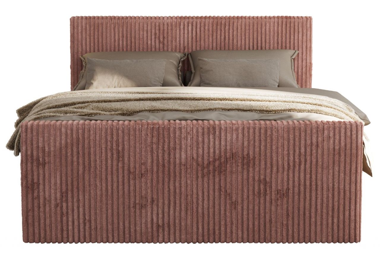 Łóżko kontynentalne TILIANO DUO 200x200 - H4 - różowy, sztruks