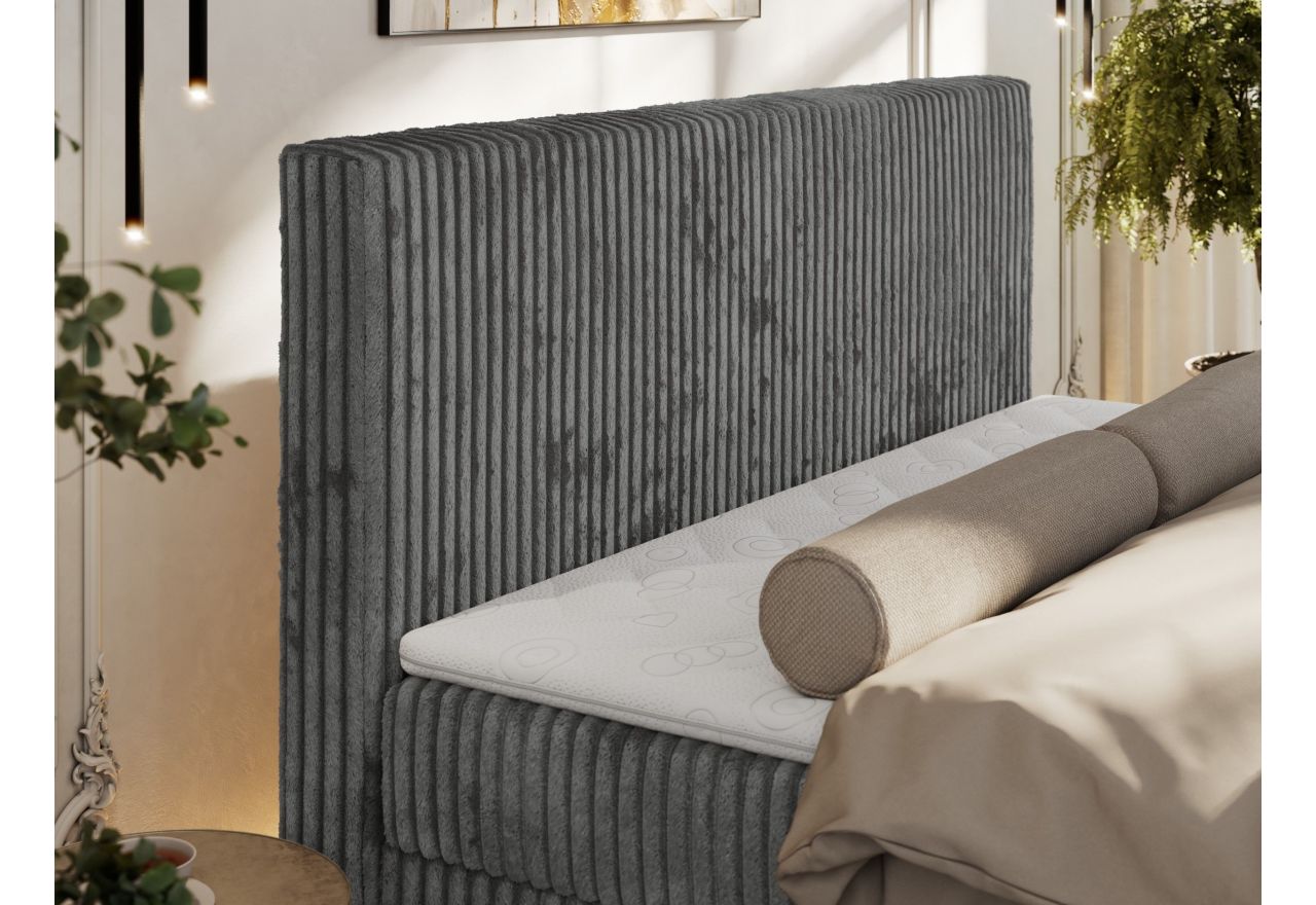 Łóżko kontynentalne TILIANO DUO 140x200 - H3 - szary, sztruks