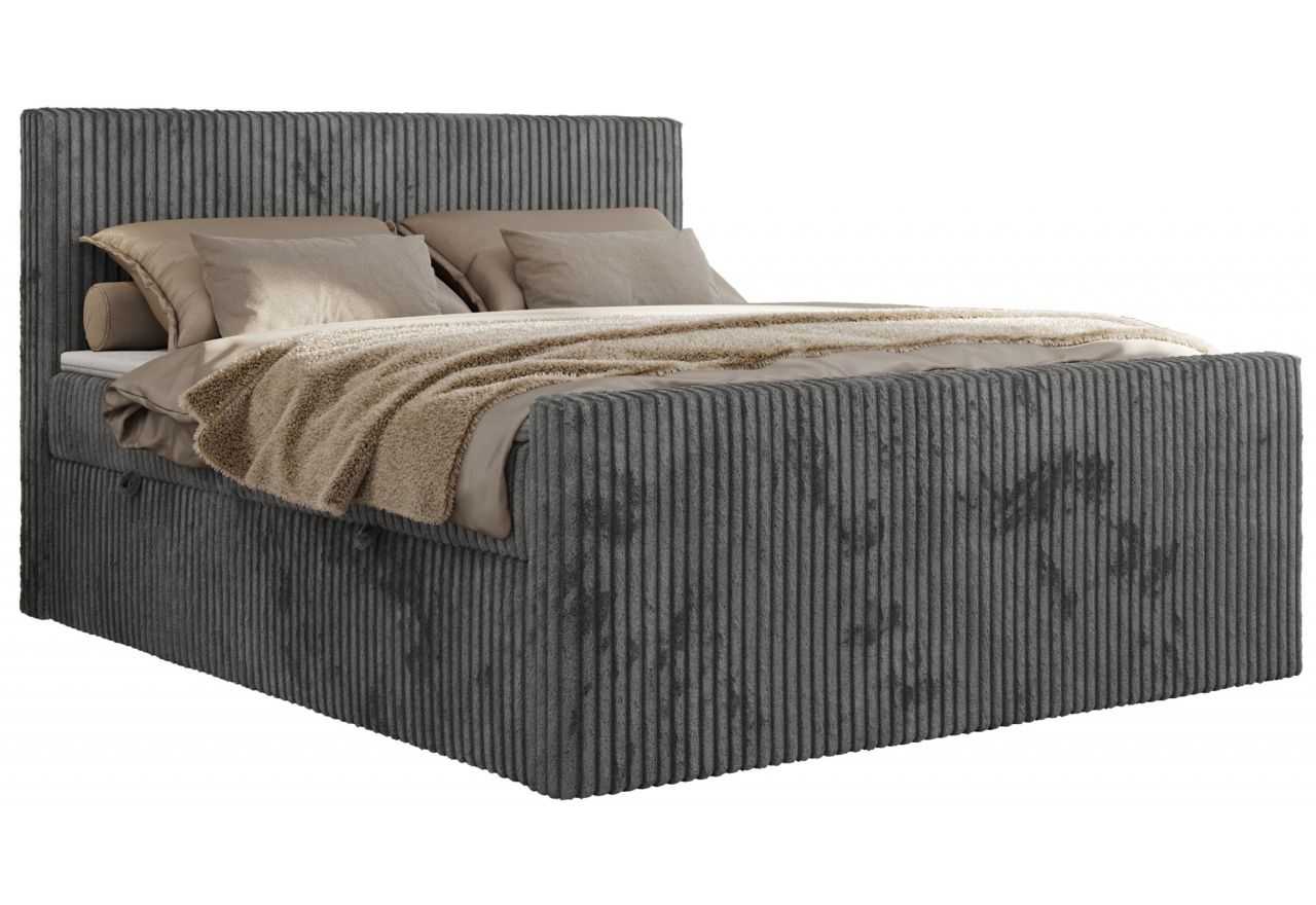 Łóżko kontynentalne TILIANO DUO 160x200 - H3 - szary, sztruks