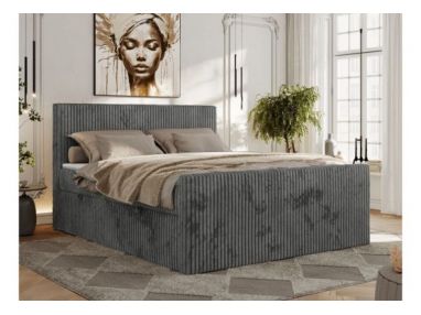 Łóżko kontynentalne TILIANO DUO 140x200 - H4 - szary, sztruks