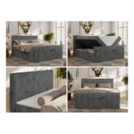 Łóżko kontynentalne TILIANO DUO 140x200 - H4 - szary, sztruks