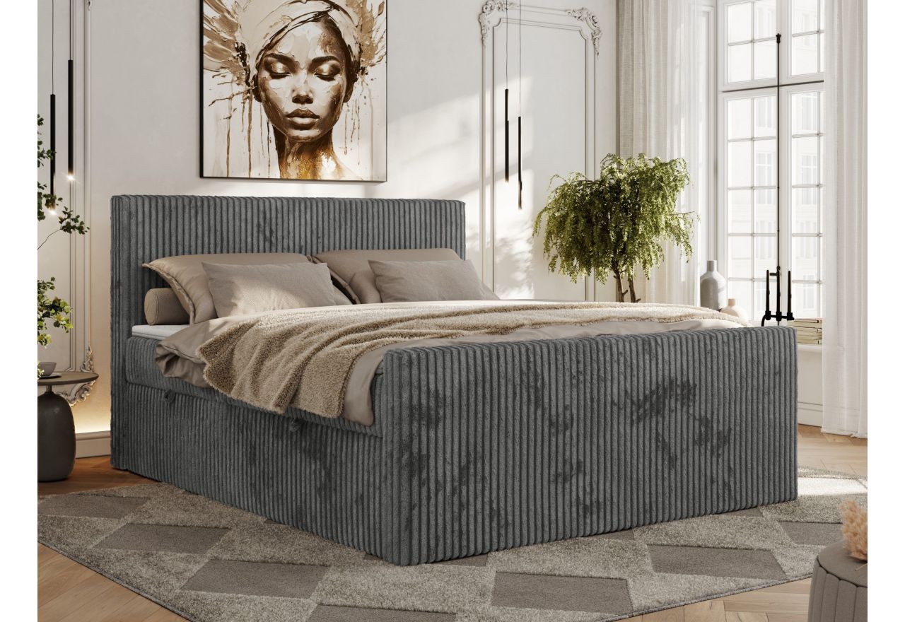 Łóżko kontynentalne TILIANO DUO 160x200 - H4 - szary, sztruks