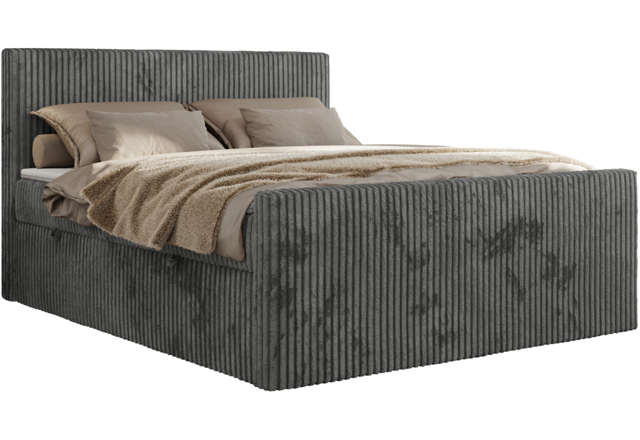 Łóżko kontynentalne TILIANO DUO 200x200 - H4 - szary, sztruks