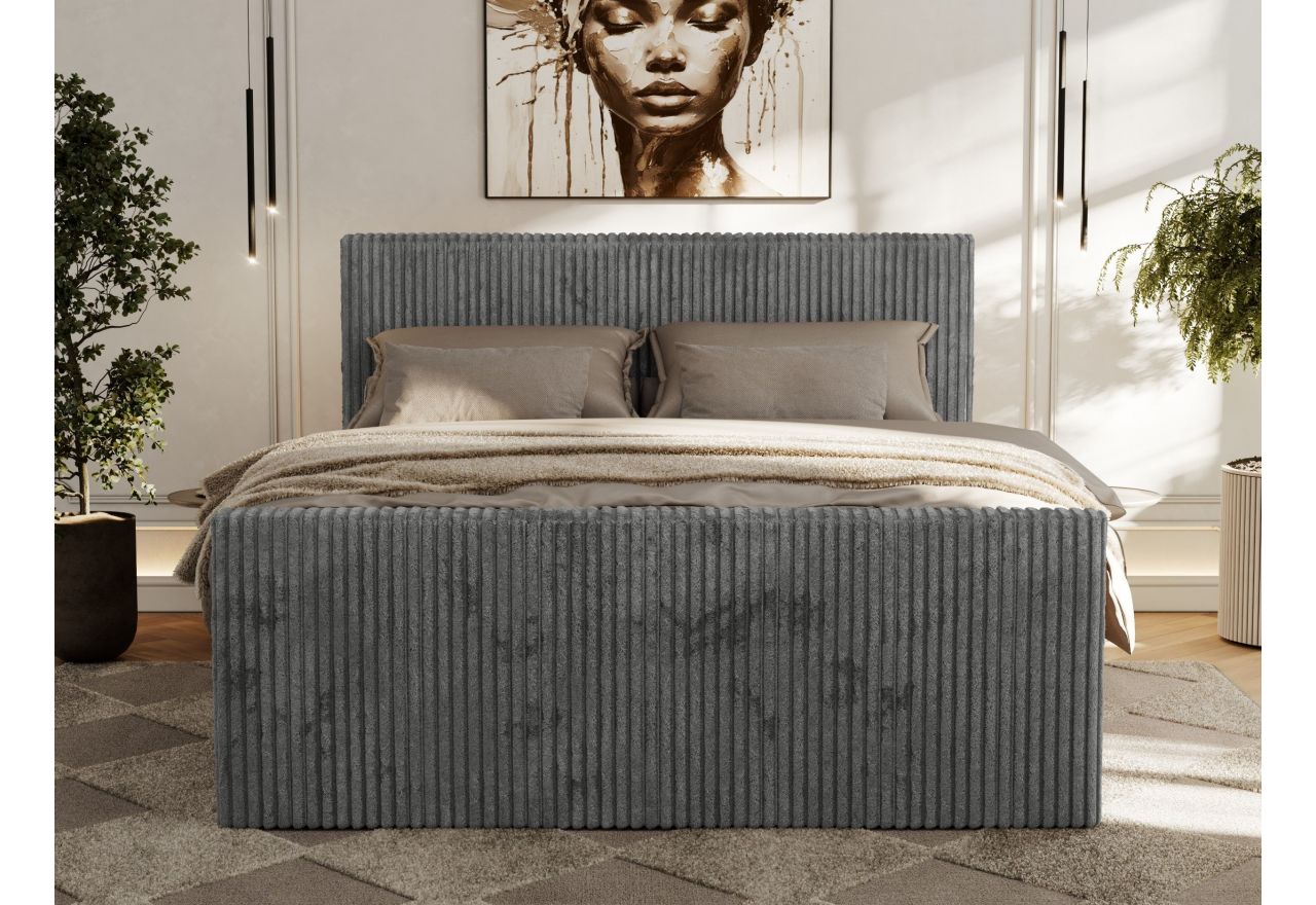 Łóżko kontynentalne TILIANO DUO 200x200 - H4 - szary, sztruks