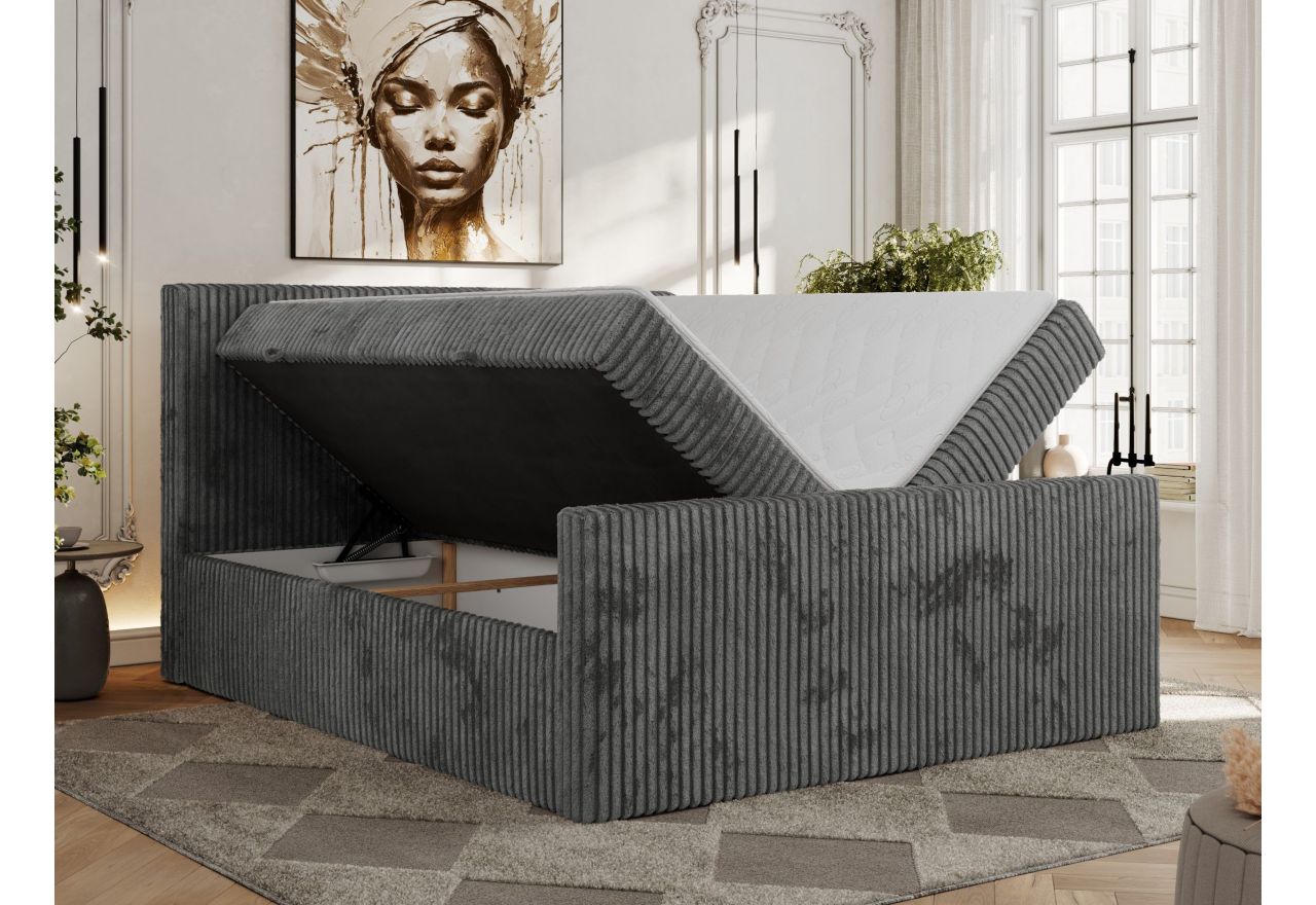 Łóżko kontynentalne TILIANO DUO 200x200 - H4 - szary, sztruks