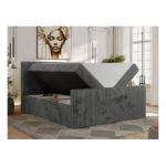 Łóżko kontynentalne TILIANO DUO 200x200 - H4 - szary, sztruks