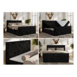 Łóżko kontynentalne TILIANO DUO 140x200 - H3 - czarny, sztruks