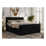 Łóżko kontynentalne TILIANO DUO 160x200 - H3 - czarny, sztruks