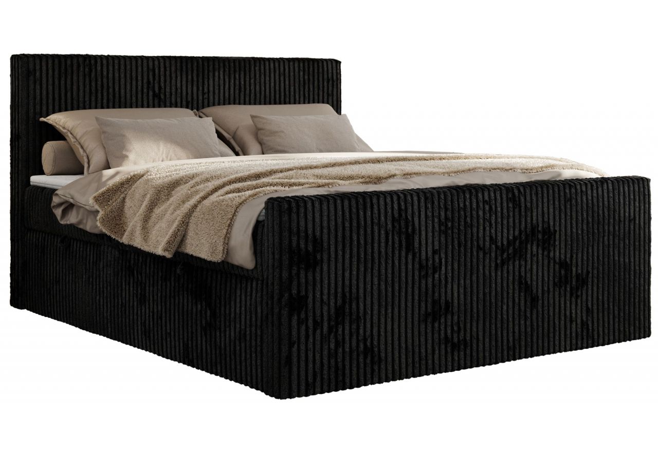 Łóżko kontynentalne TILIANO DUO 200x200 - H3 - czarny, sztruks