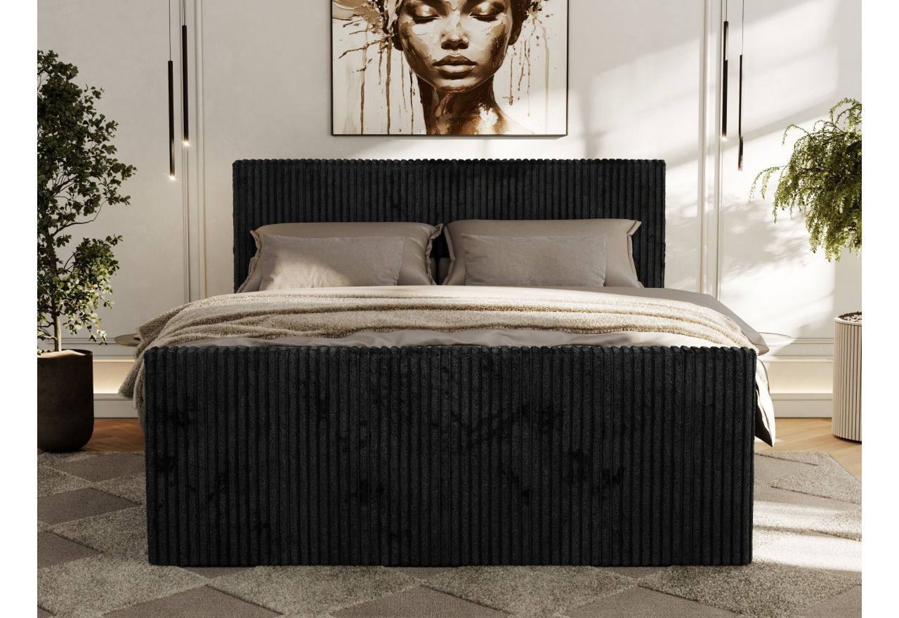 Łóżko kontynentalne TILIANO DUO 140x200 - H4 - czarny, sztruks