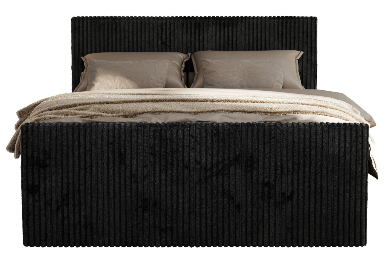 Łóżko kontynentalne TILIANO DUO 140x200 - H4 - czarny, sztruks