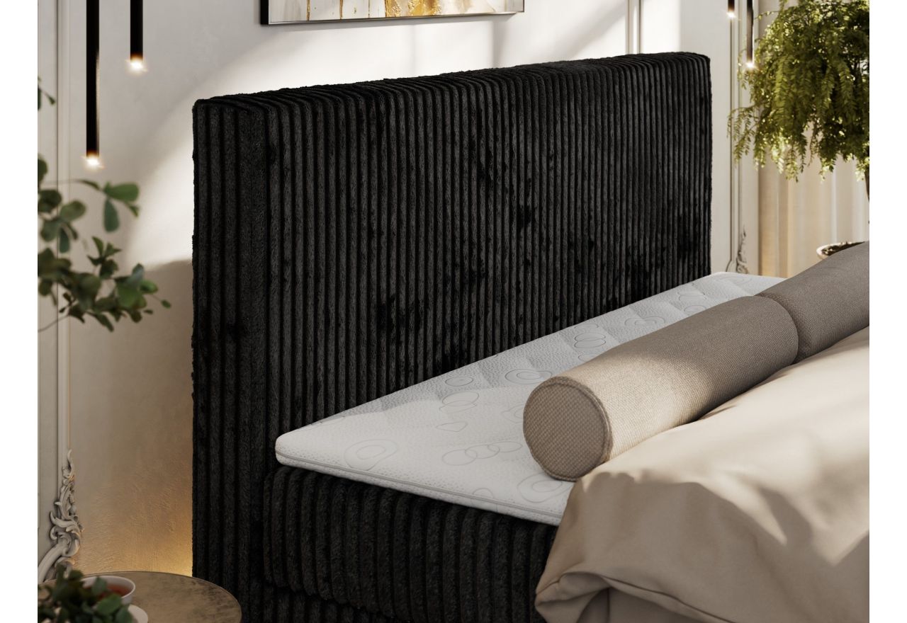 Łóżko kontynentalne TILIANO DUO 200x200 - H4 - czarny, sztruks