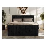 Łóżko kontynentalne TILIANO DUO 200x200 - H4 - czarny, sztruks
