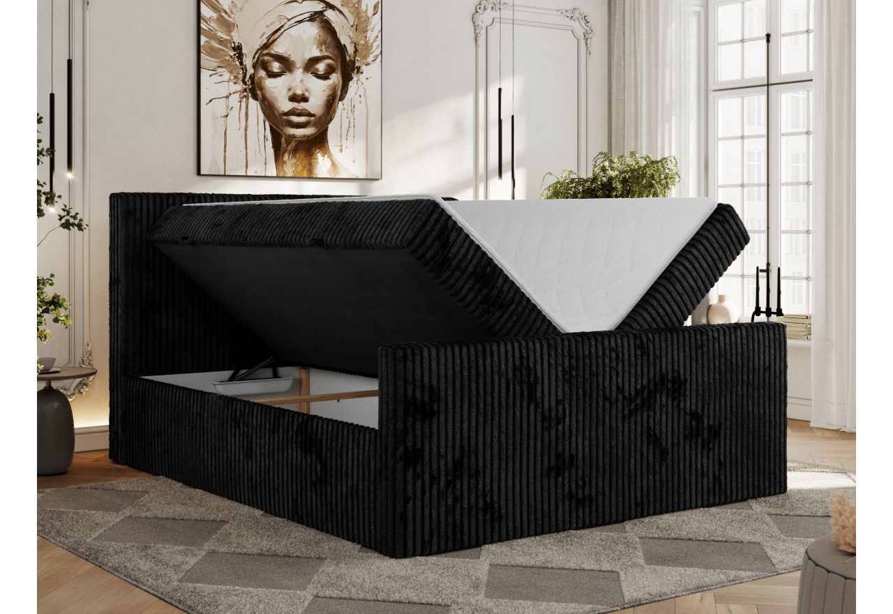 Łóżko kontynentalne TILIANO DUO 200x200 - H4 - czarny, sztruks