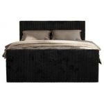 Łóżko kontynentalne TILIANO DUO 200x200 - H4 - czarny, sztruks