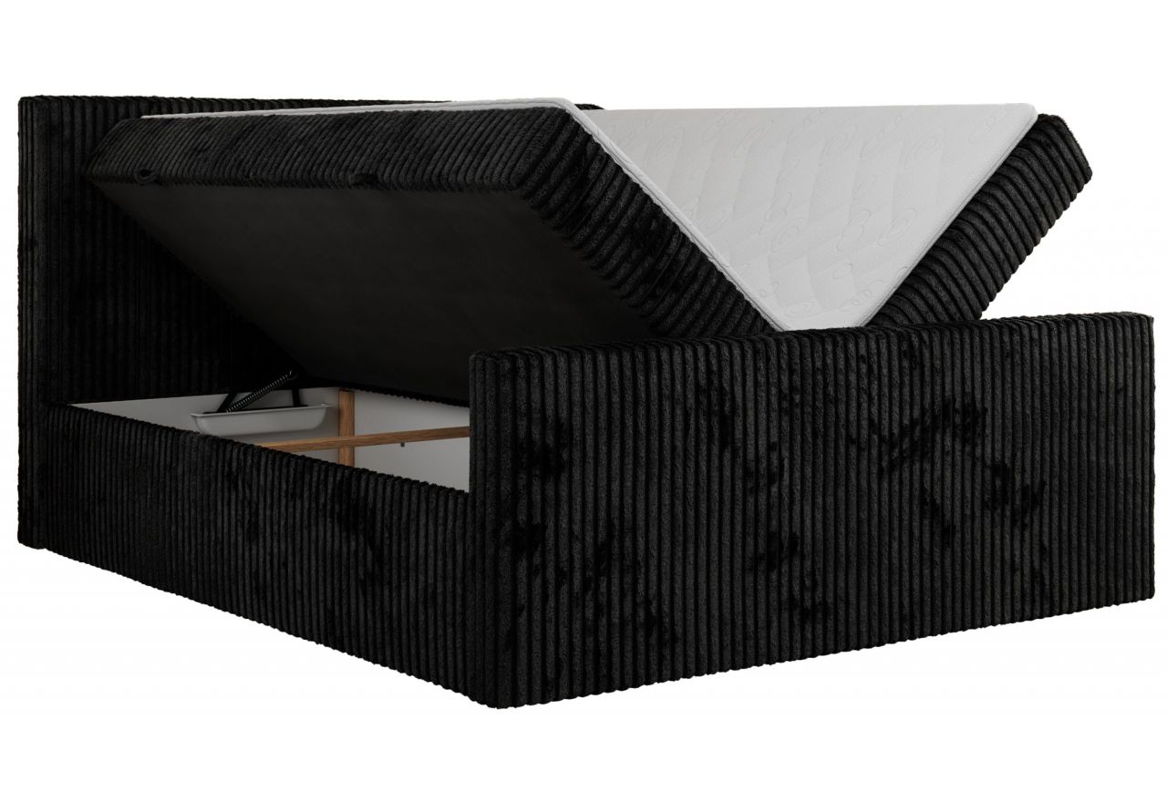 Łóżko kontynentalne TILIANO DUO 200x200 - H4 - czarny, sztruks