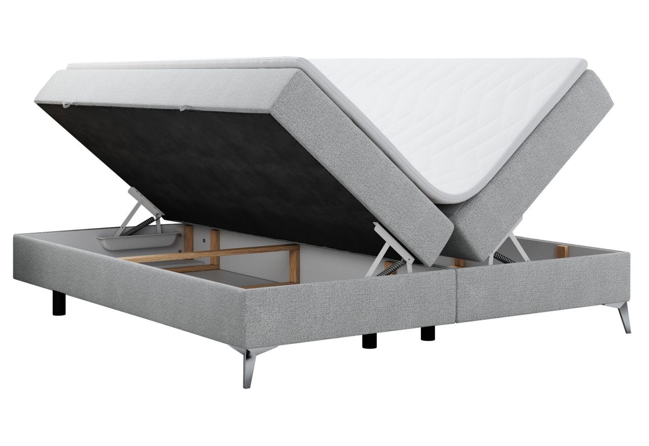 Łóżko kontynentalne bez wezgłowia LESS 180x200 - H4 - jasnoszary, struktura