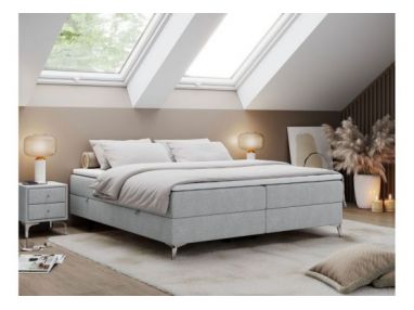 Łóżko kontynentalne bez wezgłowia LESS 200x200 - H4 - jasnoszary, struktura