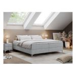 Łóżko kontynentalne bez wezgłowia LESS 200x200 - H4 - jasnoszary, struktura