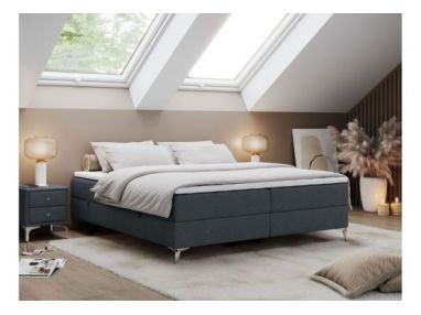 Łóżko kontynentalne bez wezgłowia LESS 160x200 - H3 - ciemnoszary, struktura