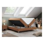 Łóżko kontynentalne bez wezgłowia LESS 120x200 - H3 - pomarańczowy, struktura