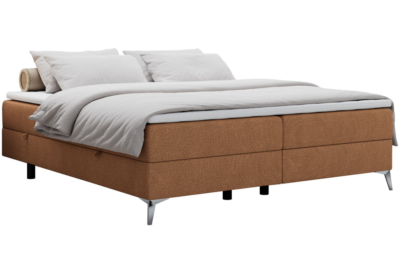 Łóżko kontynentalne bez wezgłowia LESS 140x200 - H3 - pomarańczowy, struktura