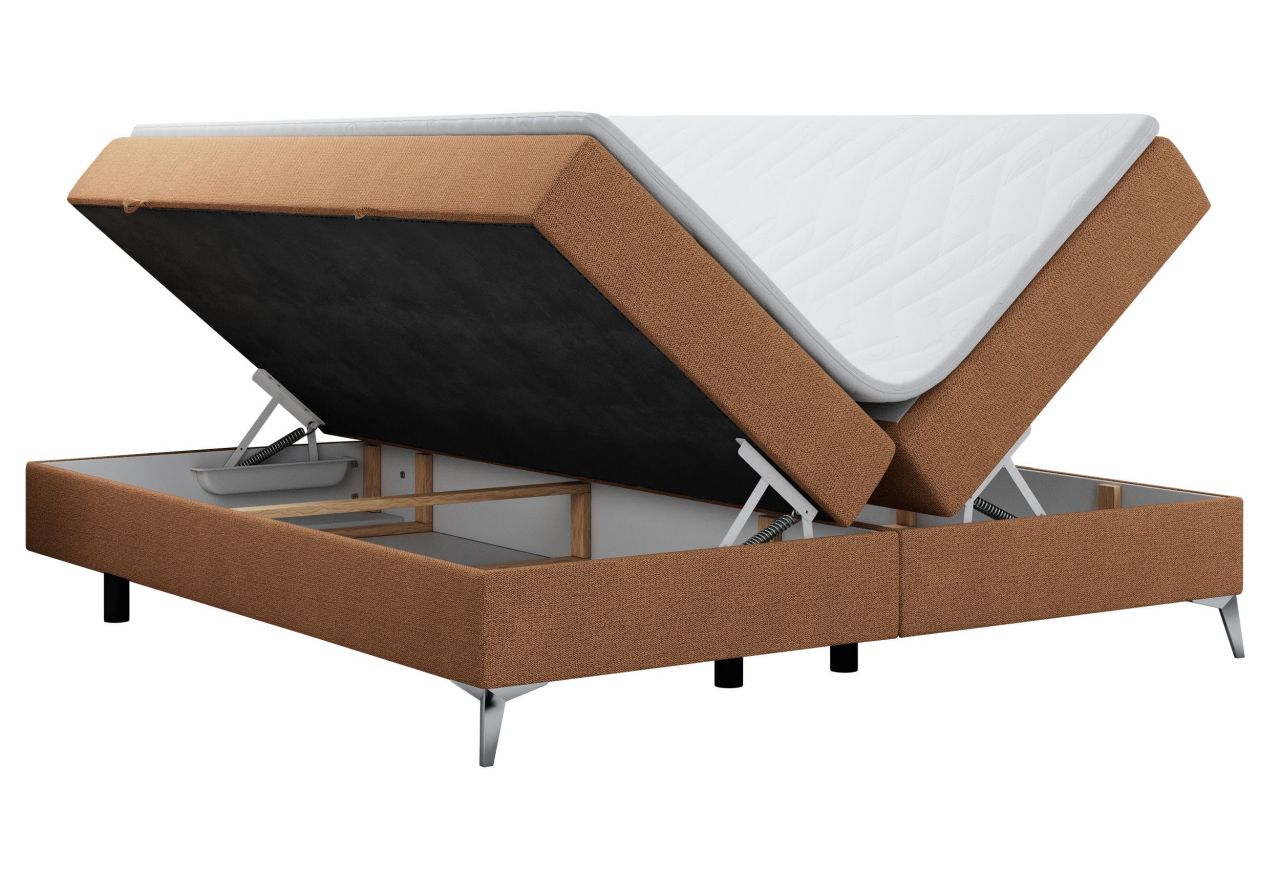 Łóżko kontynentalne bez wezgłowia LESS 140x200 - H3 - pomarańczowy, struktura