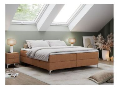 Łóżko kontynentalne bez wezgłowia LESS 180x200 - H4 - pomarańczowy, struktura