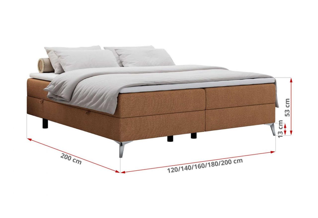 Łóżko kontynentalne bez wezgłowia LESS 180x200 - H4 - pomarańczowy, struktura