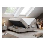 Łóżko kontynentalne bez wezgłowia LESS 140x200 - H3 - beżowy, struktura