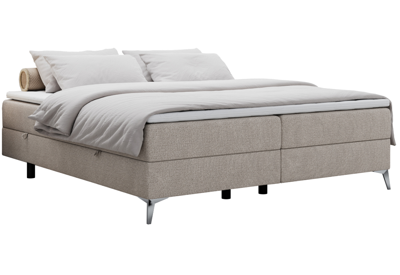 Łóżko kontynentalne bez wezgłowia LESS 200x200 - H3 - beżowy, struktura