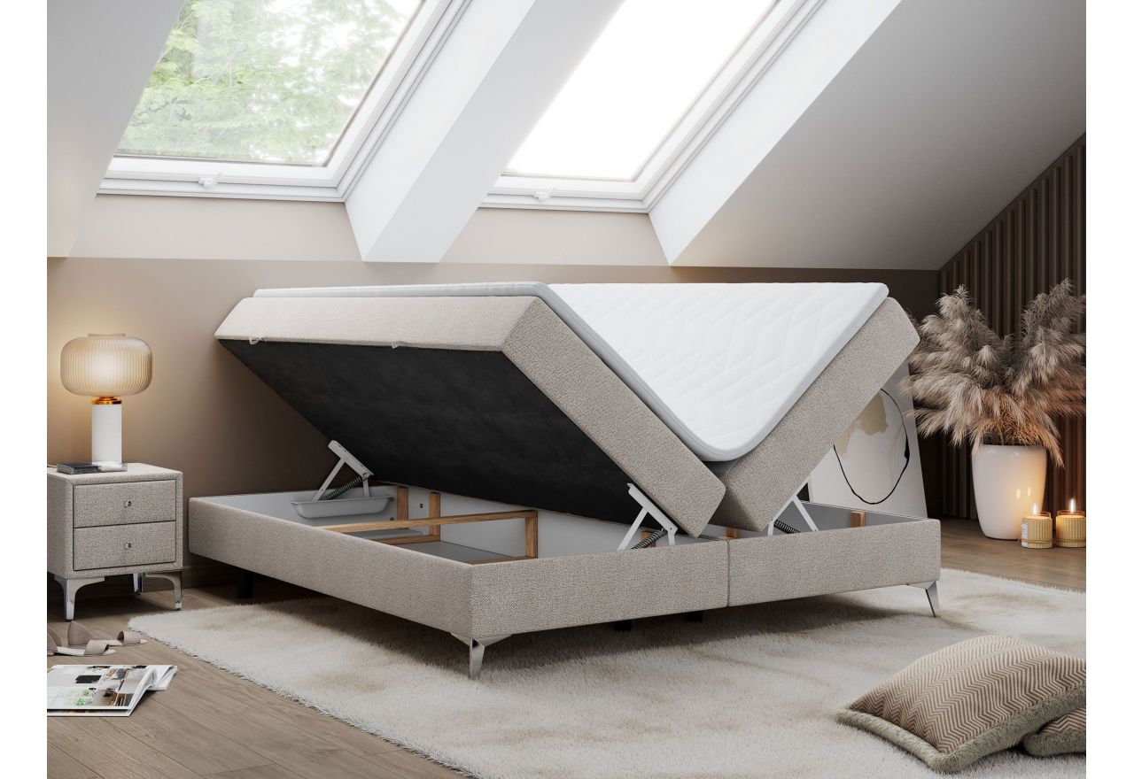 Łóżko kontynentalne bez wezgłowia LESS 120x200 - H4 - beżowy, struktura