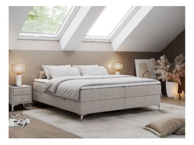 Łóżko kontynentalne bez wezgłowia LESS 140x200 - H4 - beżowy, struktura