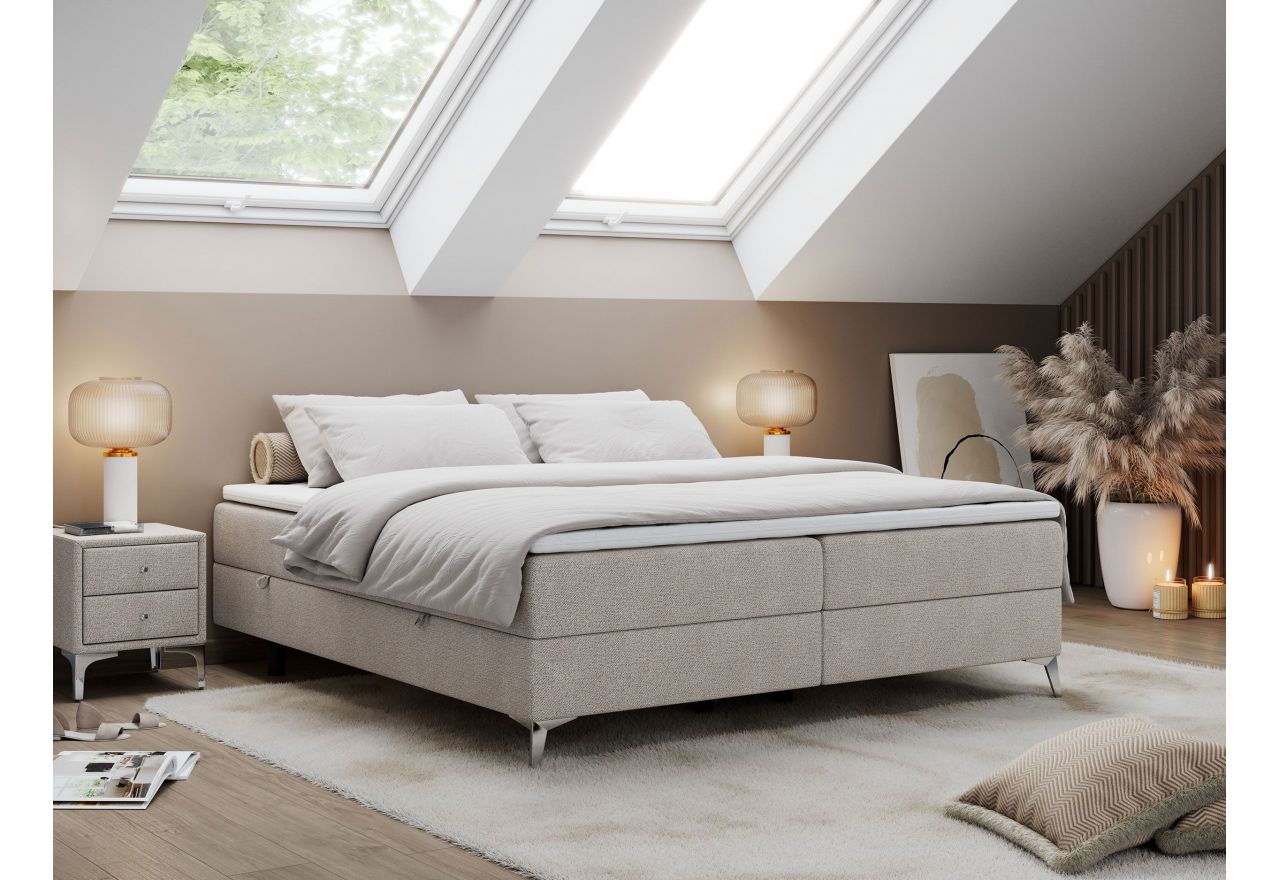 Łóżko kontynentalne bez wezgłowia LESS 140x200 - H4 - beżowy, struktura